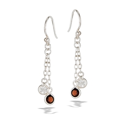 Sterling Silver Dangle Earring With Red And White Crystals