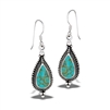 Sterling Silver Classic Bali Style Granulated Dangle Earring With Synthetic Turquoise