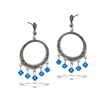 Sterling Silver Swinging Marcasite Earring With Blue Crystals