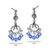 Sterling Silver Cute Marcasite Earring With Dangling Blue Crystals