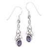 Sterling Silver Celtic Earring with Synthetic Amethyst