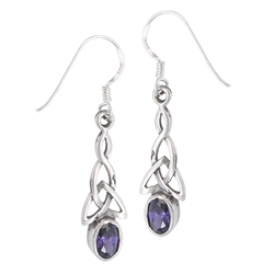 Sterling Silver Celtic Earring with Synthetic Amethyst