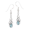 Sterling Silver Celtic Earring with Synthetic Blue Topaz