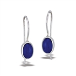 Sterling Silver Oval Dangle Earring With Synthetic Lapis