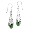 Sterling Silver Celtic Earring with Synthetic Emerald