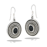 Sterling Silver Bali Style Dangle Earring With Synthetic Black Onyx