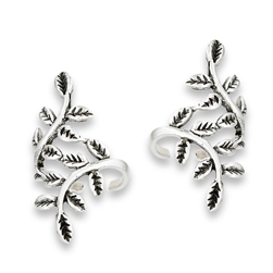 Sterling Silver Mirrored Leaves Ear Cuff