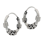 Sterling Silver 3 mm x 14 mm Bali Hoop Earring