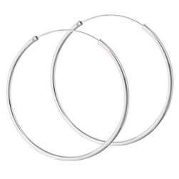 Sterling Silver 2 mm x 50 mm Continuous Hoop Earring