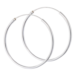 Sterling Silver 2 mm x 40 mm Continuous Hoop Earring
