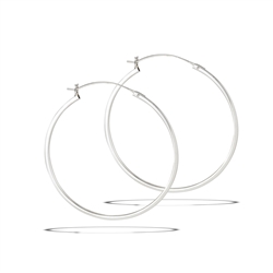 Sterling Silver 2 mm x 50 mm Squared Off Tube Hoop Earring