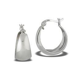 Sterling Silver High Polish Convex Hoop Earring With Click Closure