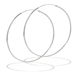 Sterling Silver 1.2 mm x 60 mm Continuous Hoop Earring