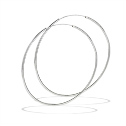 Sterling Silver 1.5 mm x 70 mm Continuous Hoop Earring