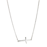 Sterling Silver 16 Inch Cross Necklace With 2 Inch Extension