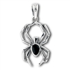 Sterling Silver Spider Pendant With Synthetic Black Onyx