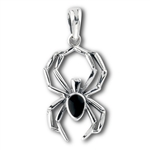 Sterling Silver Spider Pendant With Synthetic Black Onyx