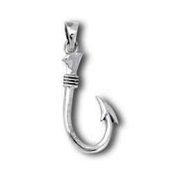 Sterling Silver Heavy Fish Hook Pendant