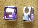 Sterling Silver High Polish Slide Pendant With Synthetic Amethyst