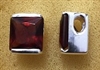 Sterling Silver High Polish Slide Pendant With Synthetic Garnet