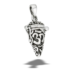 Sterling Silver Latching Conical Container With OM Symbols