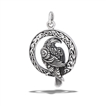 Sterling Silver Raven Pendant With Celtic Weave