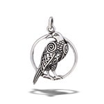 Sterling Silver Raven Pendant In Front Of Moon