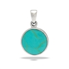 Sterling Silver Round Synthetic Turquoise Pendant With Hammered Back