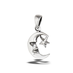 Sterling Silver Moon And Star Pendant