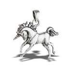 Sterling Silver Prancing Unicorn Pendant