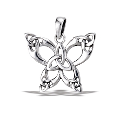 Sterling Silver Celtic Butterfly With Triquetras Pendant