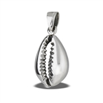 Sterling Silver Large Heavy High Polish Cowry Shell Pendant