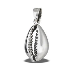Sterling Silver Large Heavy High Polish Cowry Shell Pendant