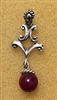 Sterling Silver Delicate Victorian Pendant With Synthetic Garnet Cabochon