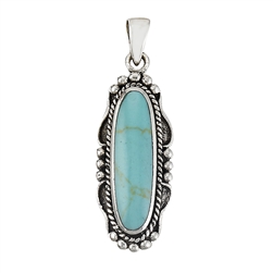 Sterling Silver Southwestern Pendant With Synthetic Turquoise