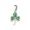Sterling Silver Shamrock Pendant with Synthetic Emerald
