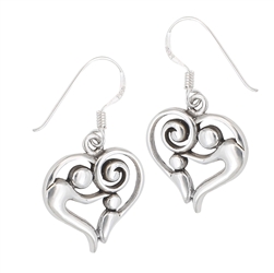 Sterling Silver Parent And Child Heart Earring