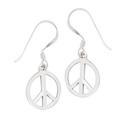 Sterling Silver Peace Sign Earring