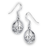Sterling Silver Peace Sign Celtic Earring
