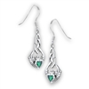Sterling Silver Claddagh Earring With Synthetic Emerald