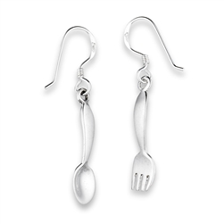 Sterling Silver Spoon and Fork Earring
