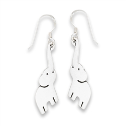 Sterling Silver Elephant with Trunk Earring