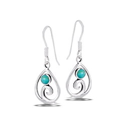 Sterling Silver Modern Swirl Earring With Synthetic Turquoise