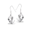 Sterling Silver Cat On Crescent Moon Earring