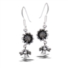 Sterling Silver Bumblebee Hovering Near Sunflower Earring