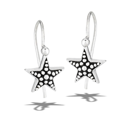 Sterling Silver Granulated Star Earrings With Locking Clasp